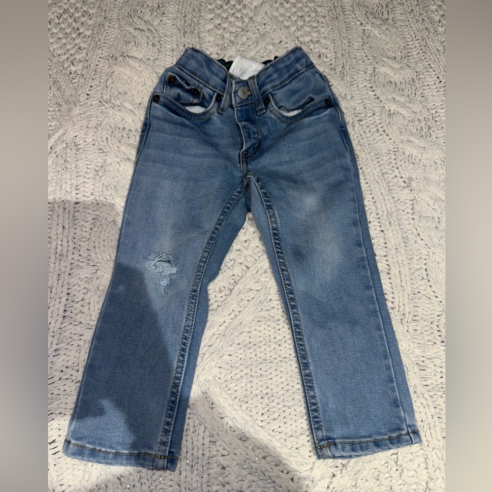 LEVI Blue and Green Toddler Jeans (2T)